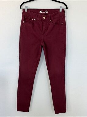 Seven7 Tummyless High Rise Skinny Jeans Womens 8 Burgundy Stretch